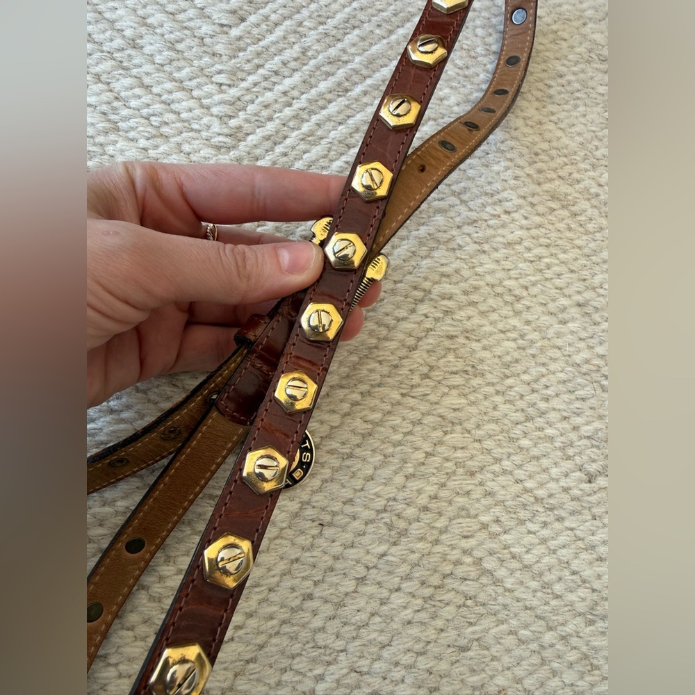 Vintage Streets Ahead Brown Leather Gold Studded Belt - Picture 7 of 10